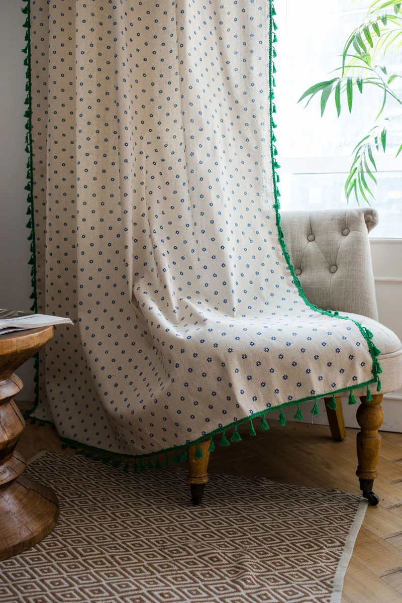 Хлопковая льняная занавеска с принтом маргариток для гостиной спальни занавески