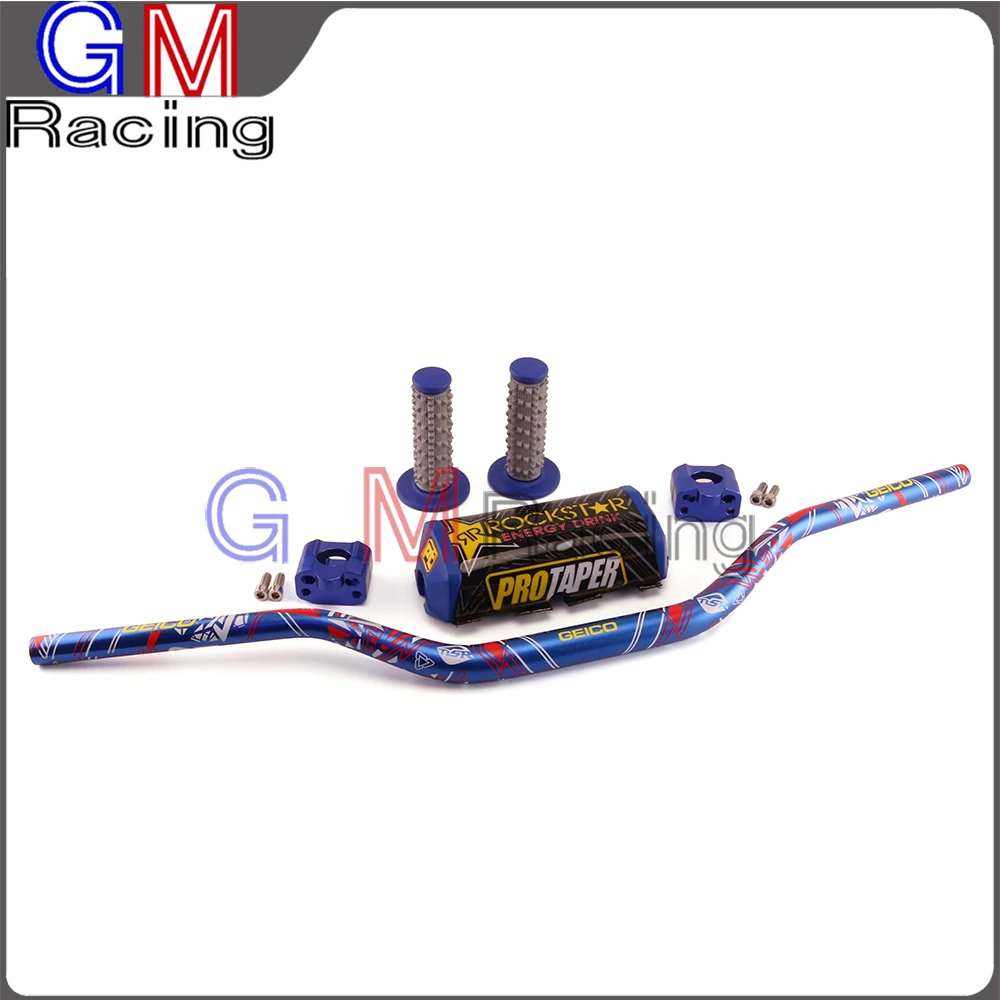 Blue pattern B 1 1/" жир бар ручки 22 мм до 28 мм бар зажимы Жир Бар Pad для KAWASAKI KX125 KX250 KX250F KXF250 KX450F мотоцикл - Цвет: Blue pattern B