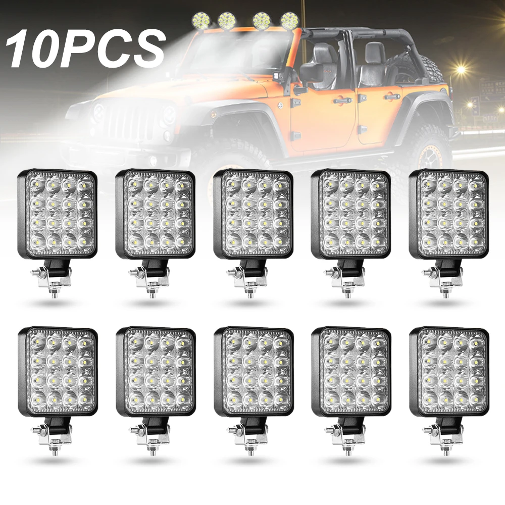 

10x Work Light Bar Flood Beam LED Driving Fog Lamp For Jeep Car Motorcycle Motorbike SUV ATV Truck Tractor Boat Offroad 12V 24V