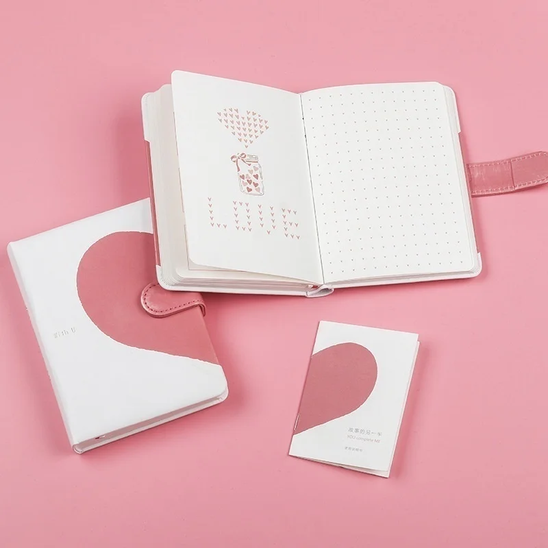 Pink Girl Heart Pen Notepad Couple Love Notebook Journal Gift Box Book Set | Канцтовары для офиса и дома