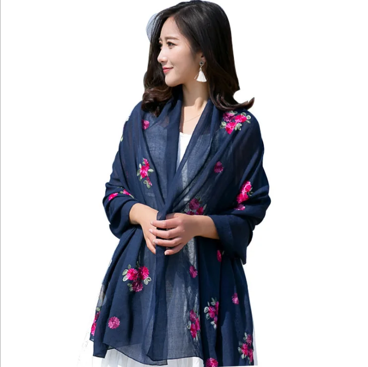 2019 New Embroidered Scarf Shawl Summer Long Silk Decorative Beach Bathing Suit Cover Ups |