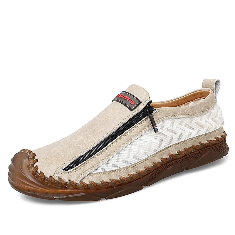 

Large size 4647 men's shoes casual shoes soft soles driving shoes hollow out breathable deodorant Genuine leather net sandals me