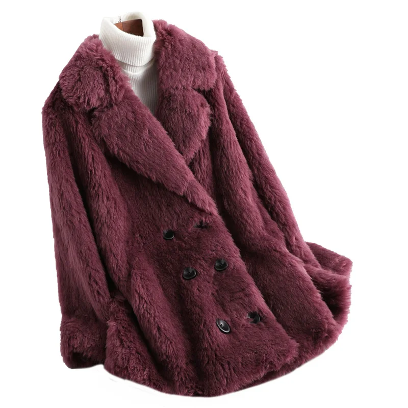 Женское зимнее меховое пальто из смешанной шерсти LF2099|Шубы и дубленки| |