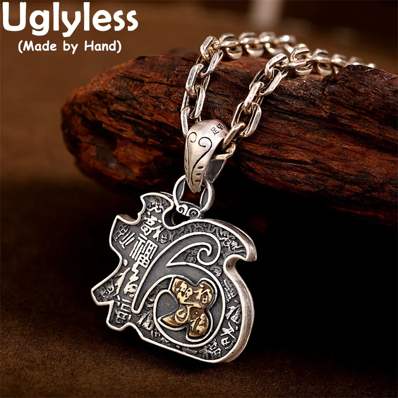

Uglyless Hollow Opening Box Pendants for Women Real 999 Pure Silver Sachet Necklaces Thai Silver China Cultural Gifts NO Chains
