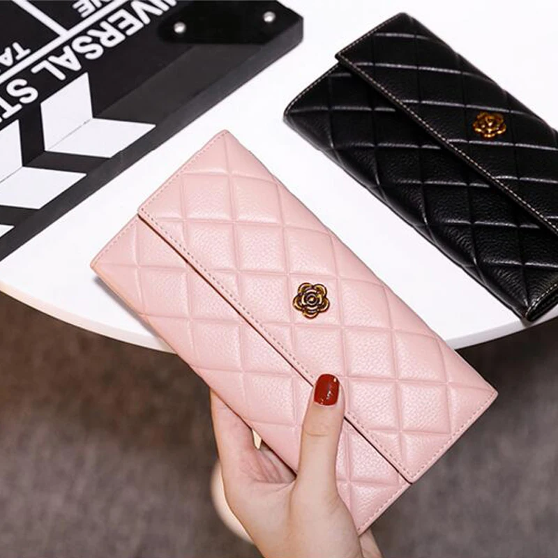 San Maries классические длинные женские кошельки высококачественный кожаный женский