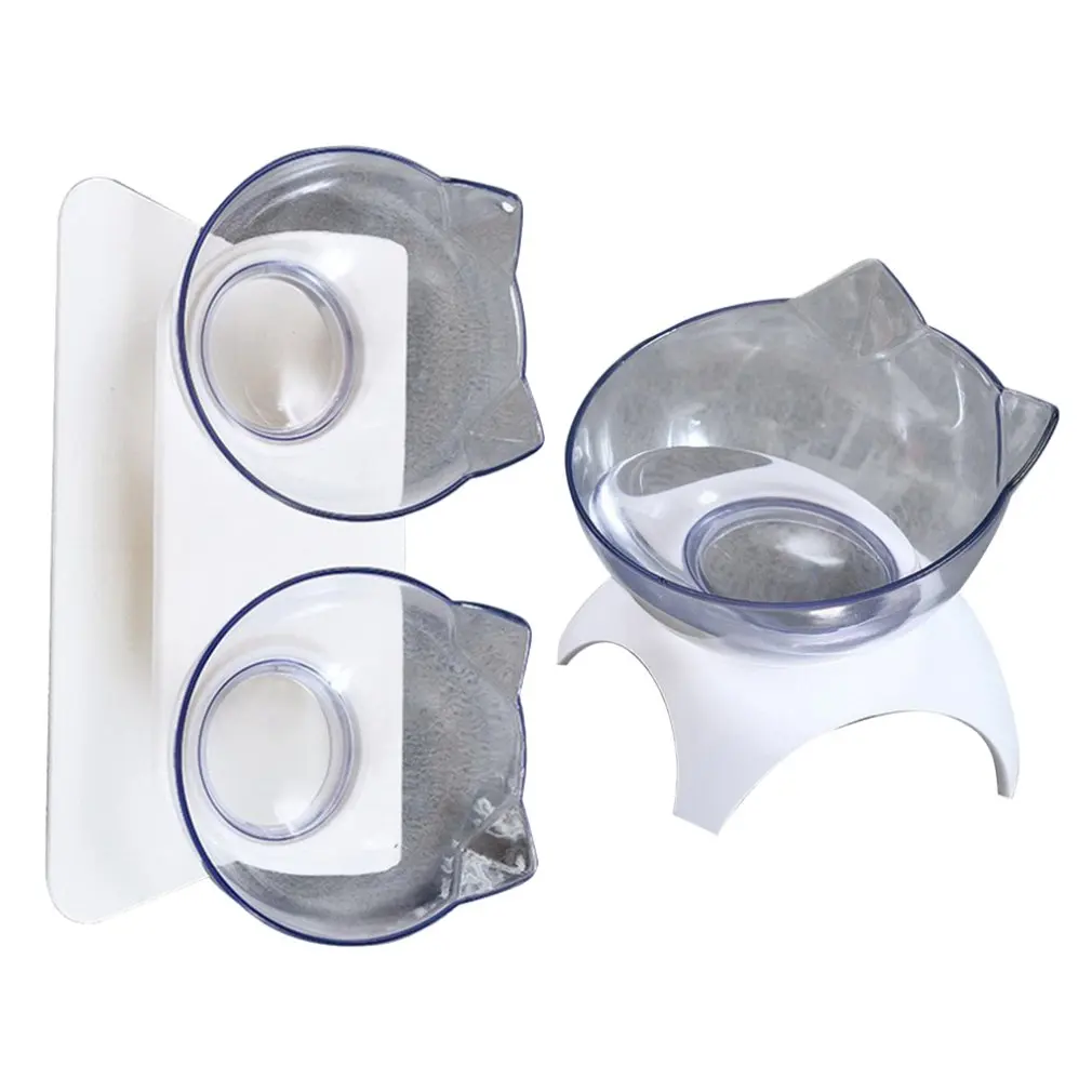 Прозрачные миски для кошек с подставкой кормушка домашних животных двойная