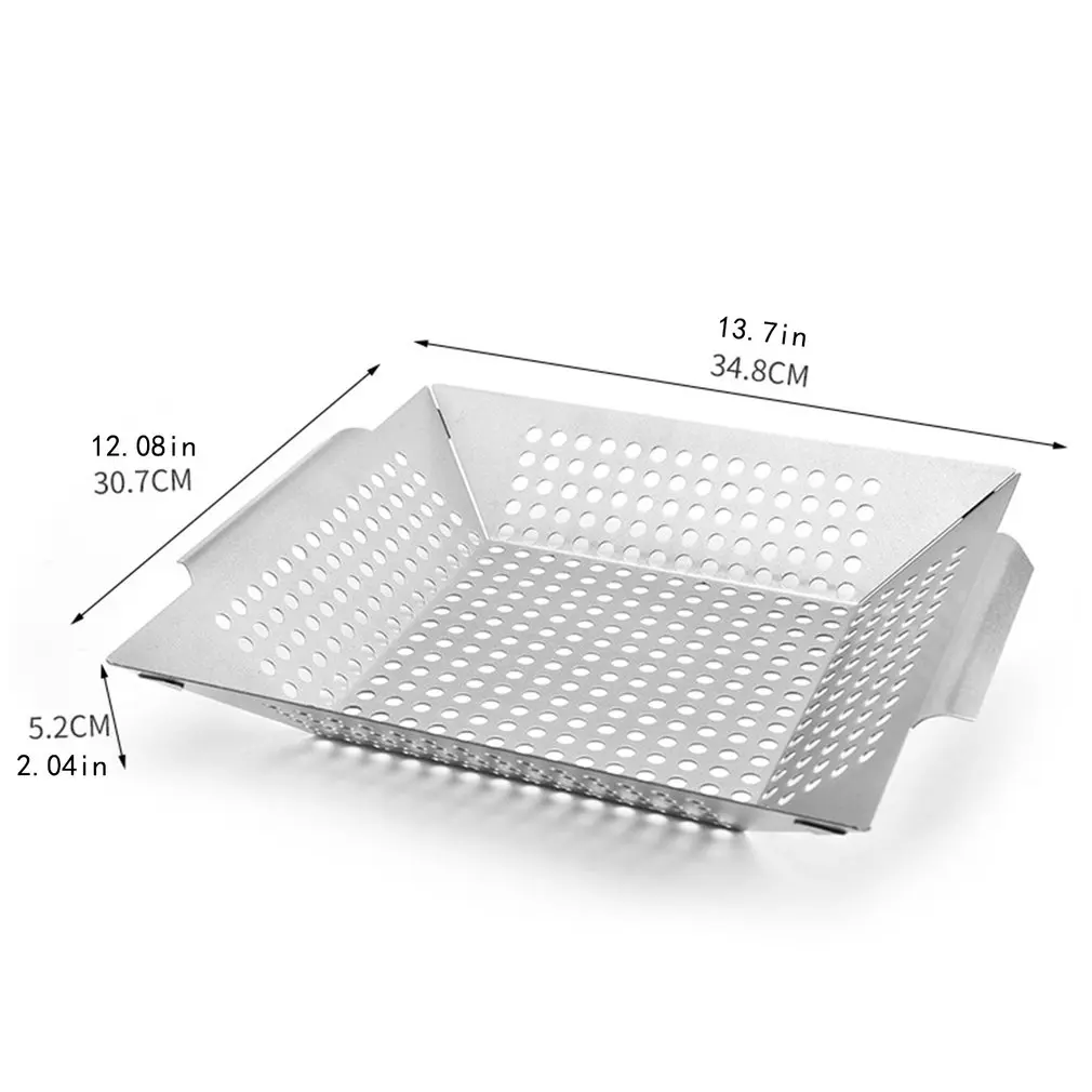 

Stainless Steel Square Grill Tray With Perforated Grill Tray Outdoor Barbecue Tool Bbq Vegetable Grill Pan