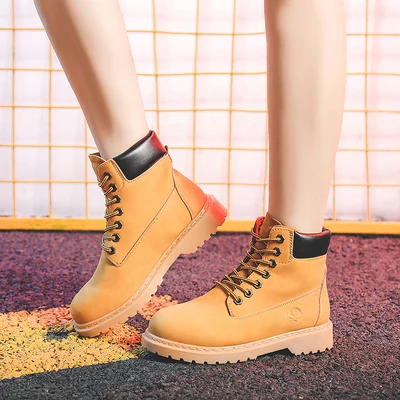 Martin boots female British style tooling men and women short spring autumn lovers shoes rhubarb | Обувь