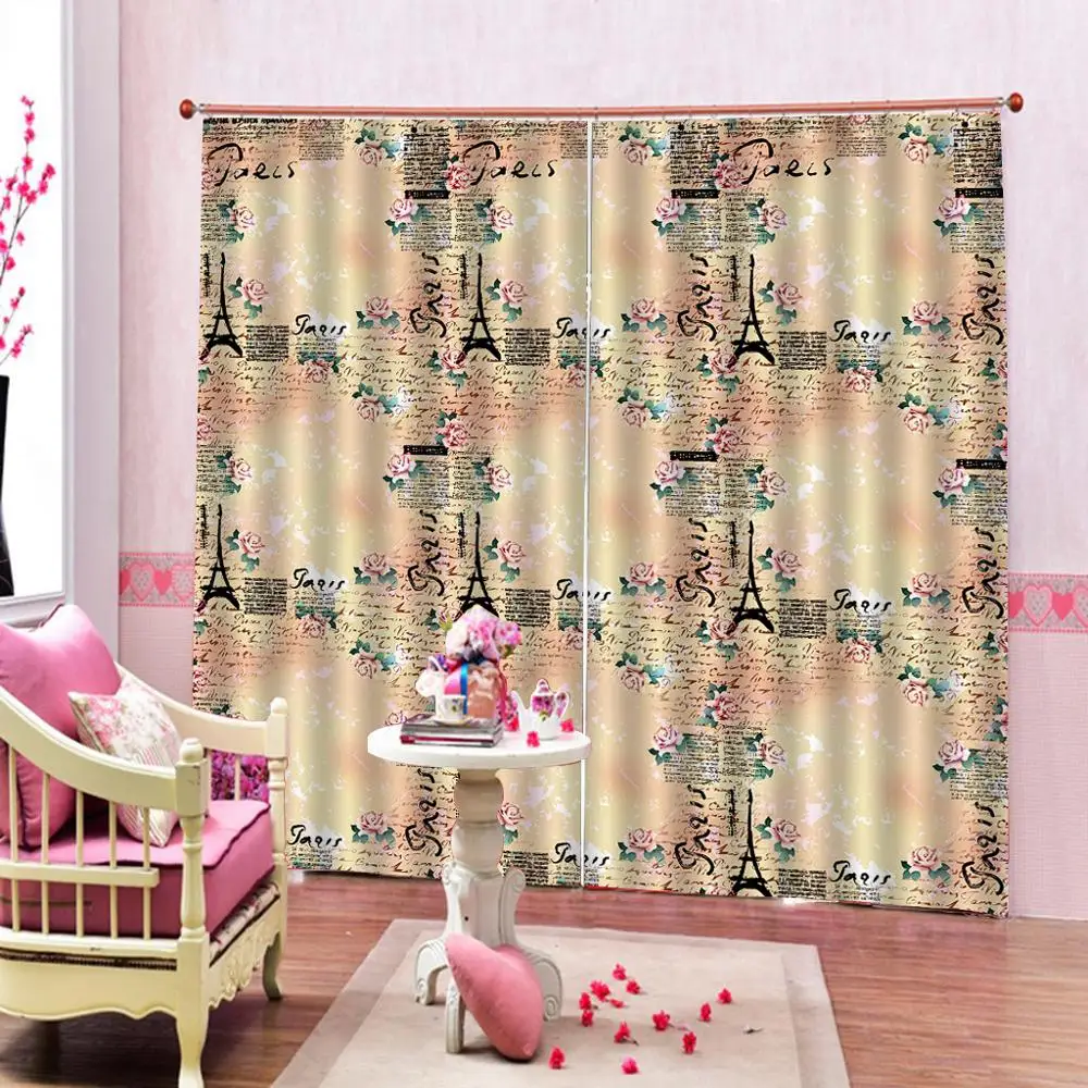 Романтические занавески с изображением башни 3D занавес окна роскошные гостиной
