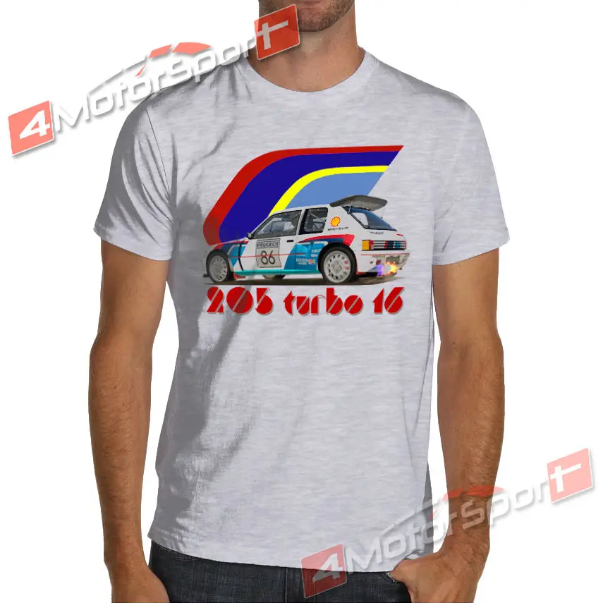 

2019 New Fashion Cool Tee Shirt 1986 T16 French Car Fans 205 Turbo 16 E2 Group B T-Shirt Gti Rallye Rally Car Custom T-Shirt