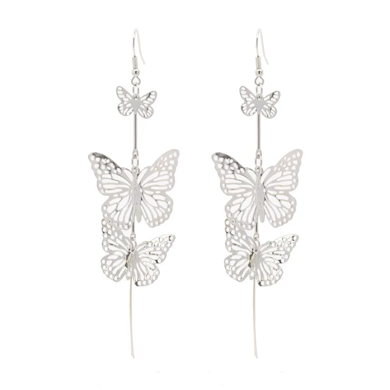 

Fashion Women Jewelry Hollow Butterfly Earrings Long Tassels Eardrop Female Temperament Pendant Earrings Girl Gift Trendy