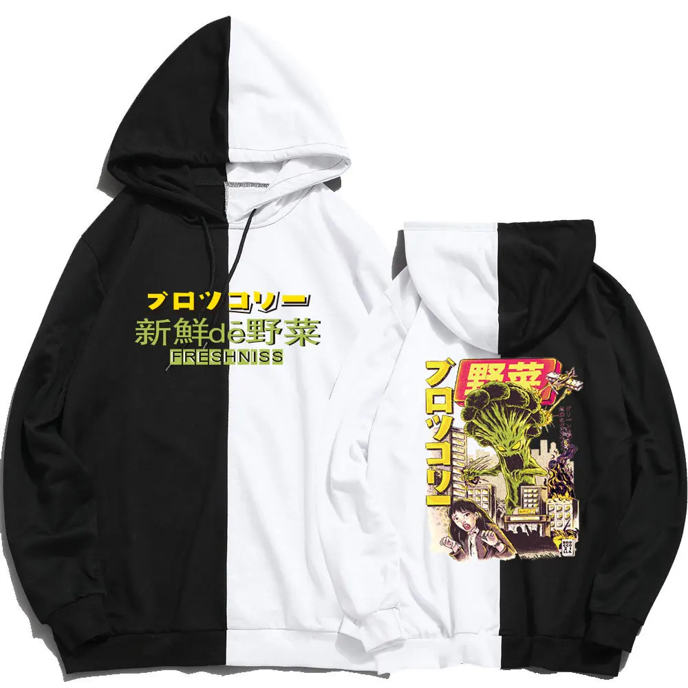 

Men Hip Hop Hoodies Japanese Harajuku Cartoon Monster Double Color Hoodies Streetwear Spring Summer Casual Hot Selling Hoodies
