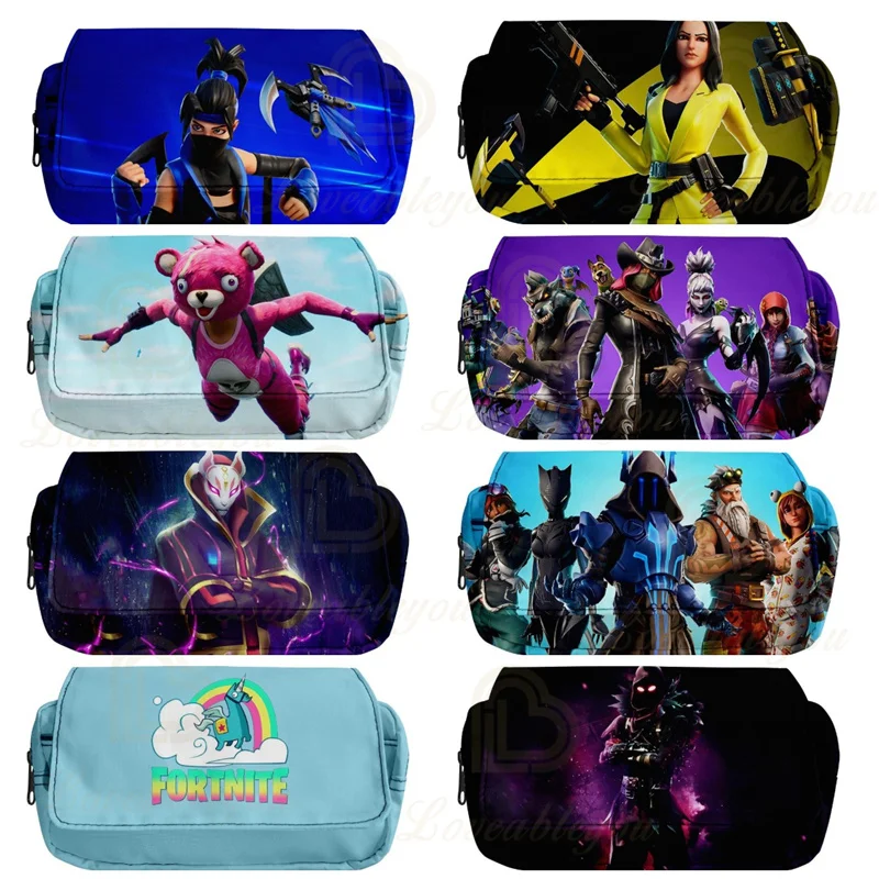 

FORTNITE Pencil Case Cartoon Pen Holder Double Zipper Pencil Case Students Stationery Bag Universal School Season 2021 News