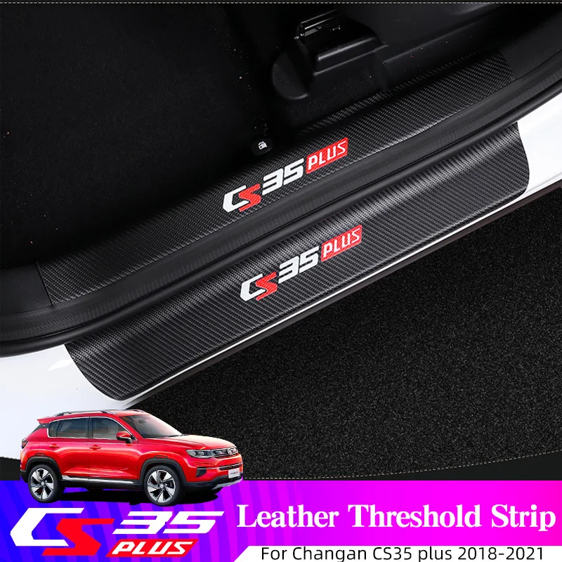 

For Changan CS35 Plus 2018-2021Leather Door Sill Strip Welcome Pedal Trim Auto Car Styling Stickers Dedicated Accessories