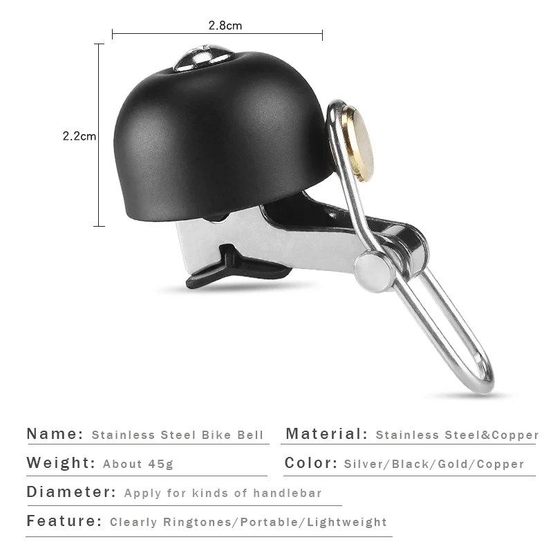 

Classical Stainless Bicycle Bell Cycling Horn Bike Handlebar Bell Horn Crisp Sound Bike Horn Safety Cycling Bell Alarm Accessory