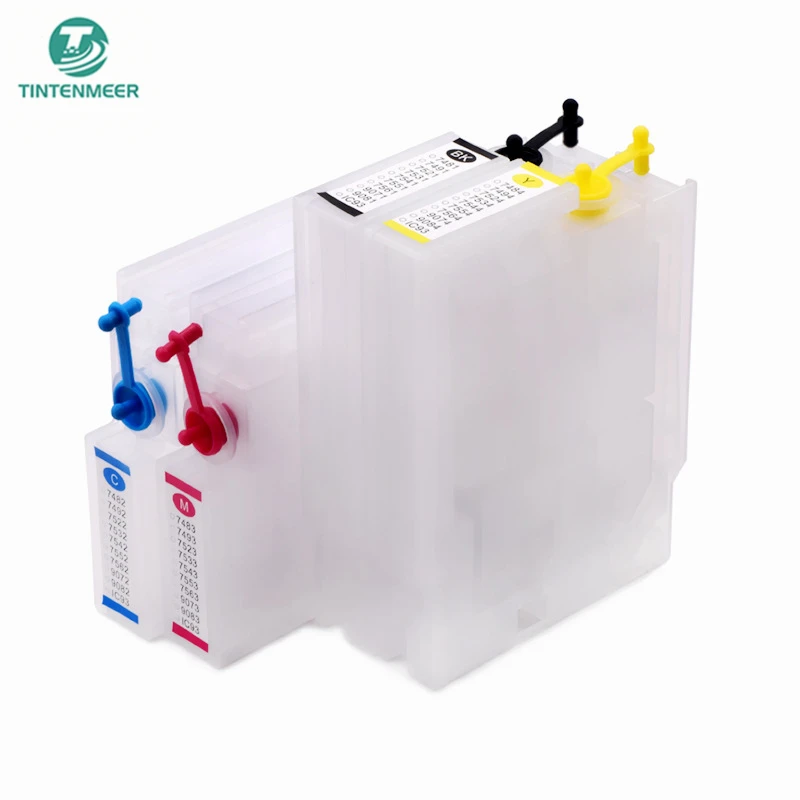 

TINTENMEER многоразовый пустой картридж с чипом автосброса T756 T7561 - T7564 для принтера epson WF8090 WF8010 WF8510 WF8590