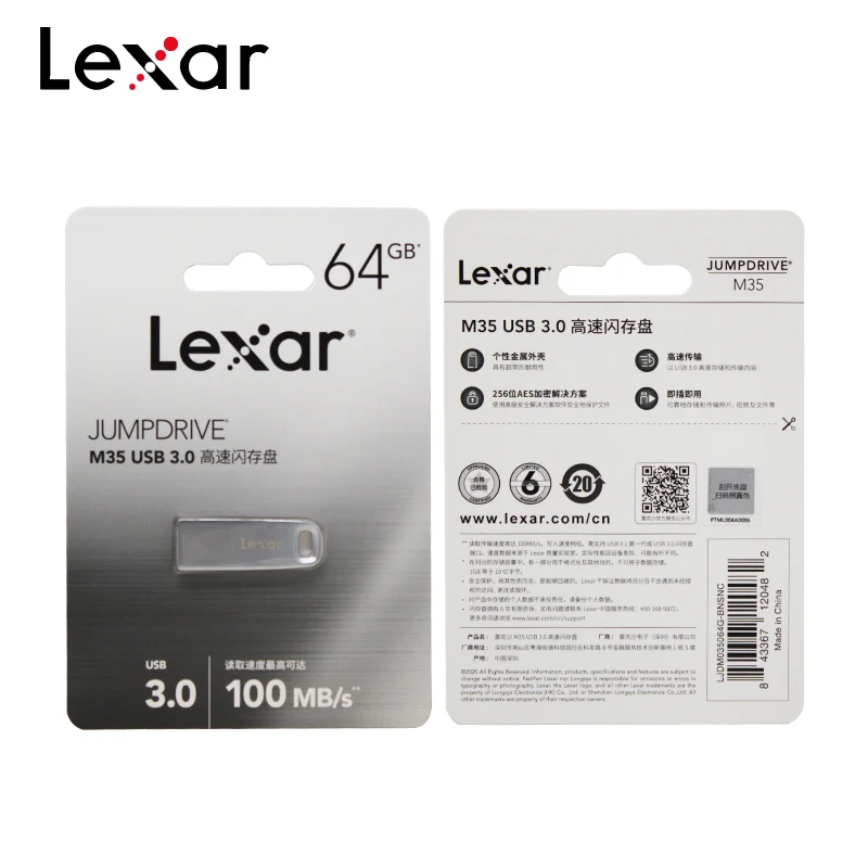 

Lexar M35 USB Flash Drive 32GB Reading Speed 100Mb/s Metal Memory Stick USB 3.0 Pendrive 64GB Mini U Disk Pen Drive