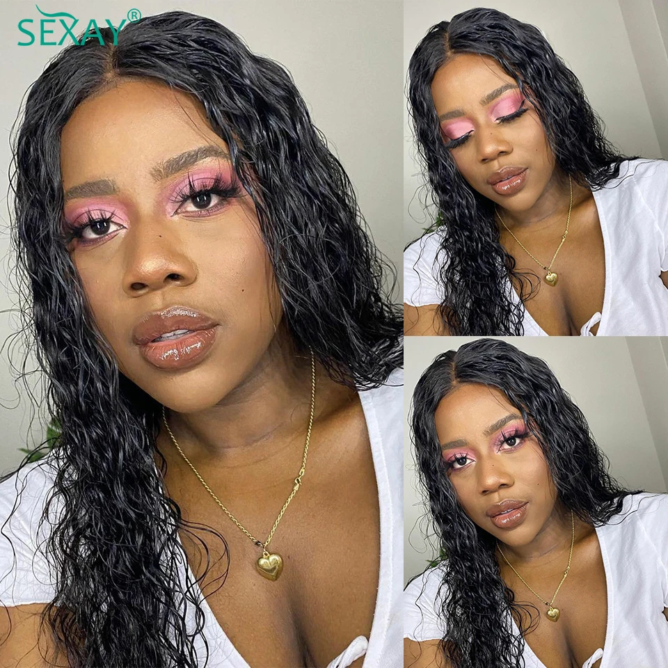 

Sexay Water Wave Lace Front Wig Human Hair Pre Plucked 28 Inch Brazilian Remy Hair 13x1 T Part Transparent Lace Human Hair Wigs