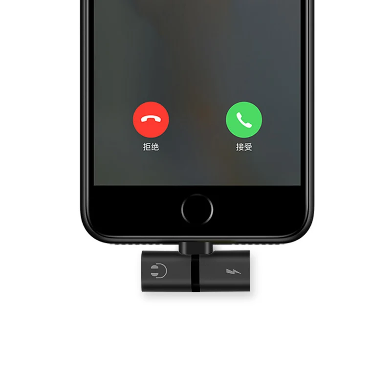 Для зарядного устройства Lightning на 8-контактный Аудио двойной адаптер для iPhone 7 8 Plus X конвертер сплиттер наушников Aux кабель для iOS 10 - Цвет: black
