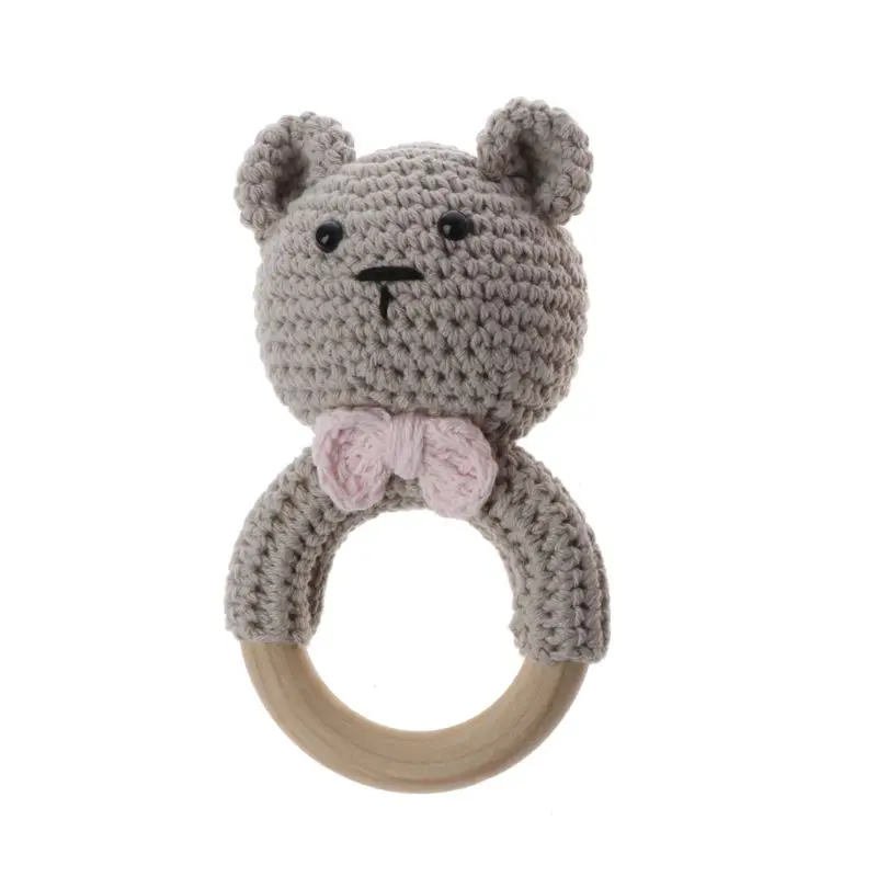 

Nursing Baby Teether Natural Wooden Teething Ring Hand Weave Organic Rattle Toys