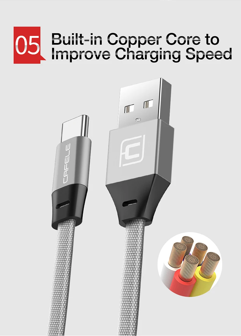 Cafele usb type-C кабель для Xiaomi Redmi Note 8 7 k20 pro USB C телефонный кабель провод для быстрого заряда для samsung S10 usb type-C устройства