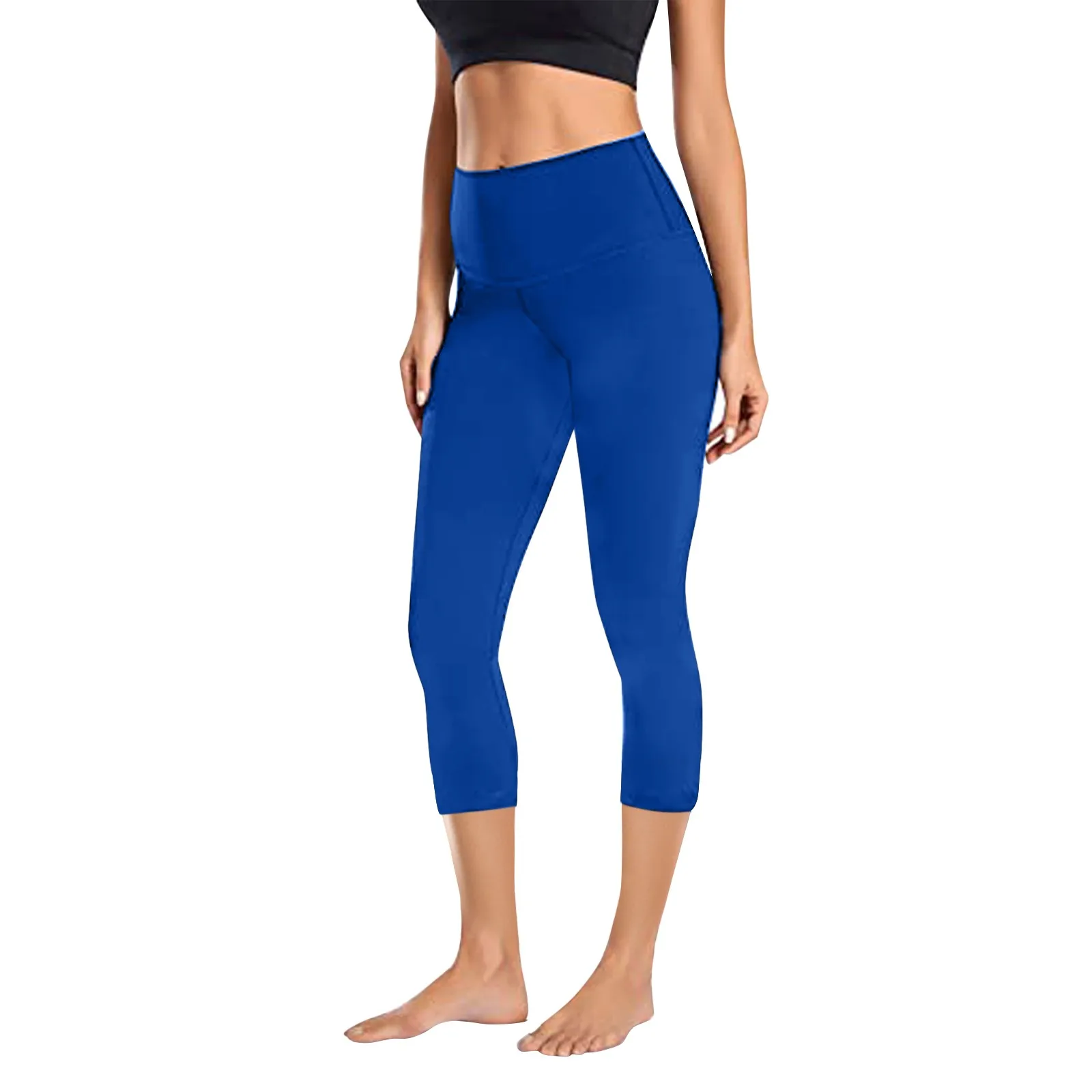 

Women Stretch 3/4 Yoga Pants Leggings Fitness Running Gym Sports Pockets Active Calf-length Pants Capri Pant High Waist Leggins