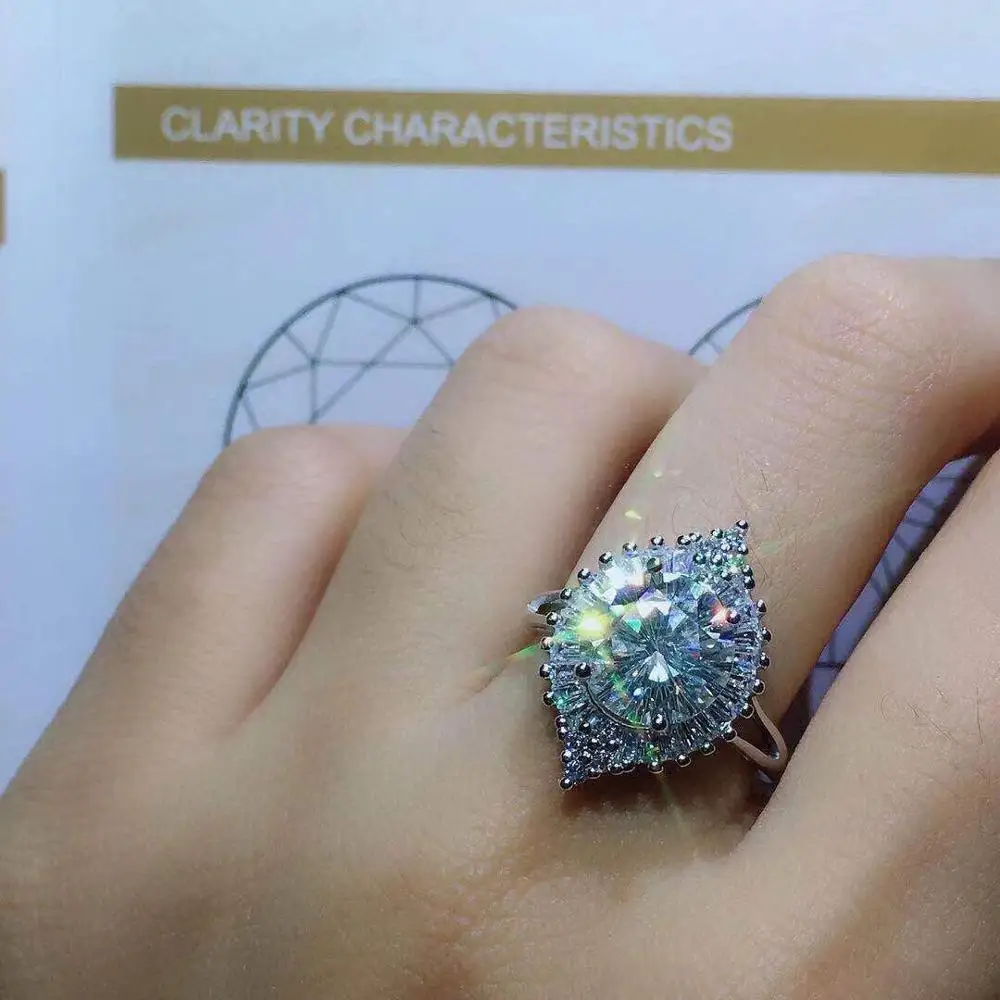 

New Trend Opening Rings Inlay Shiny AAA Big Zircon Geometry Luxury Jewelry Promise Female Wedding Party High Grade Accessories