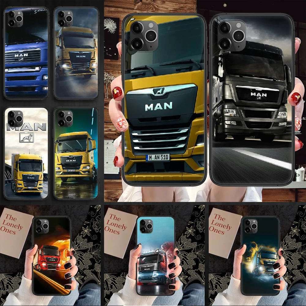 Грузовика Man чехол для телефона Корпус iphone 5 5s se 2 6 6s 7 8 12 мини plus X XS XR 11 PRO MAX черный