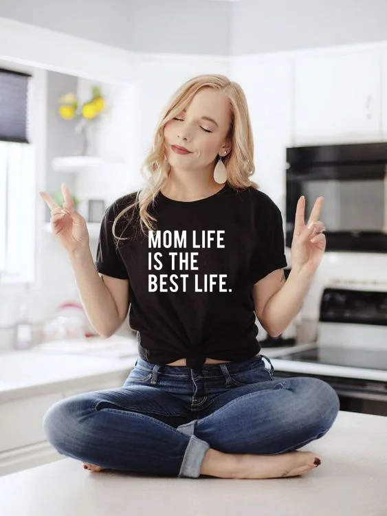 Футболка с надписью Mom Life Is The Best Tumblr летние модные футболки круглым вырезом и