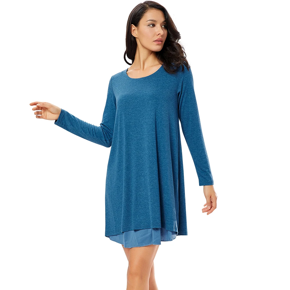 Женское платье повседневное свободное прямое многослойное женское с длинным