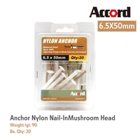 accord nylon mushroom head drive pin nylon nail in anchor slotted screw drive 14x26 5x50mm 1 pack of 20 pieces