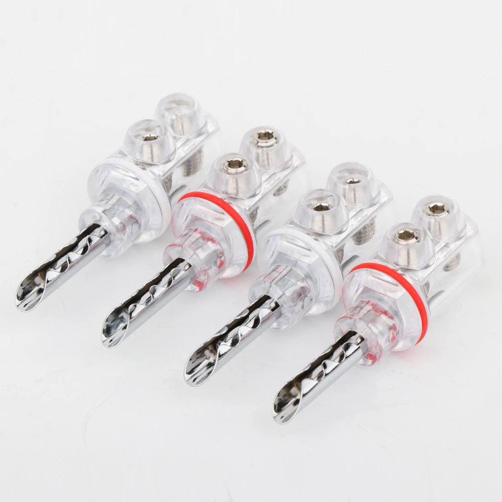 High Quality 1Set 4mm Rhodium plated BFA banana Transparent Cover Audio Banana Plug speaker cable