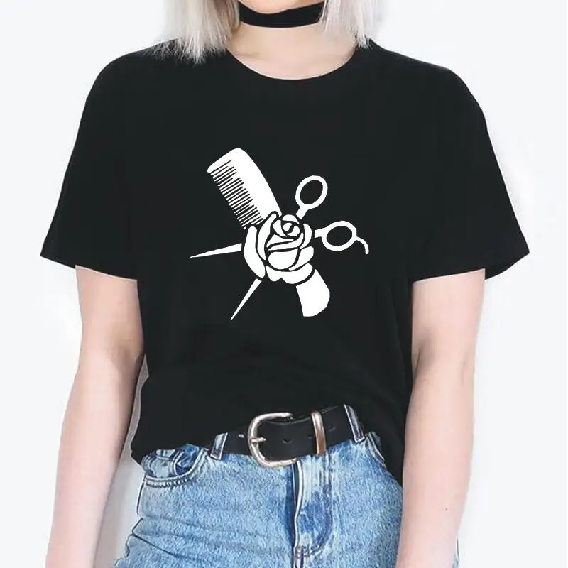 Футболка женская с коротким рукавом и изображением парикмахера | Женская одежда