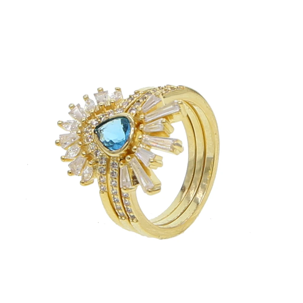 Элегантное женское Ювелирное кольцо набор из 3 предметов синий кофейный цвет