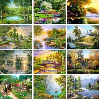 diy 5d diamond painting kit landscape dusk river full round with ab drill diamond rhinestone embroidery home decoration painting