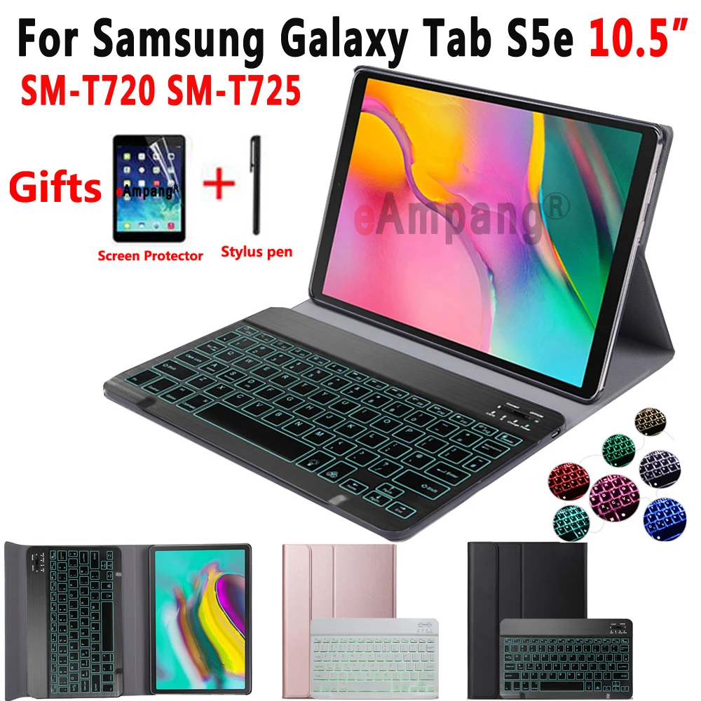 Легкий Чехол для клавиатуры с подсветкой Samsung Galaxy Tab S5E 10 5 2019 T720 T725 SM кожаный чехол