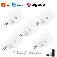 aubess tuya zigbee smart plug eu 16a 110 250v timer socket smart home wireless compatible alexa google home assistant 2021 new
