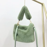 2021 winter faux fur shoulder bags for women casual plush crossbody bags fur clutch purse bucket bags bolsa feminina