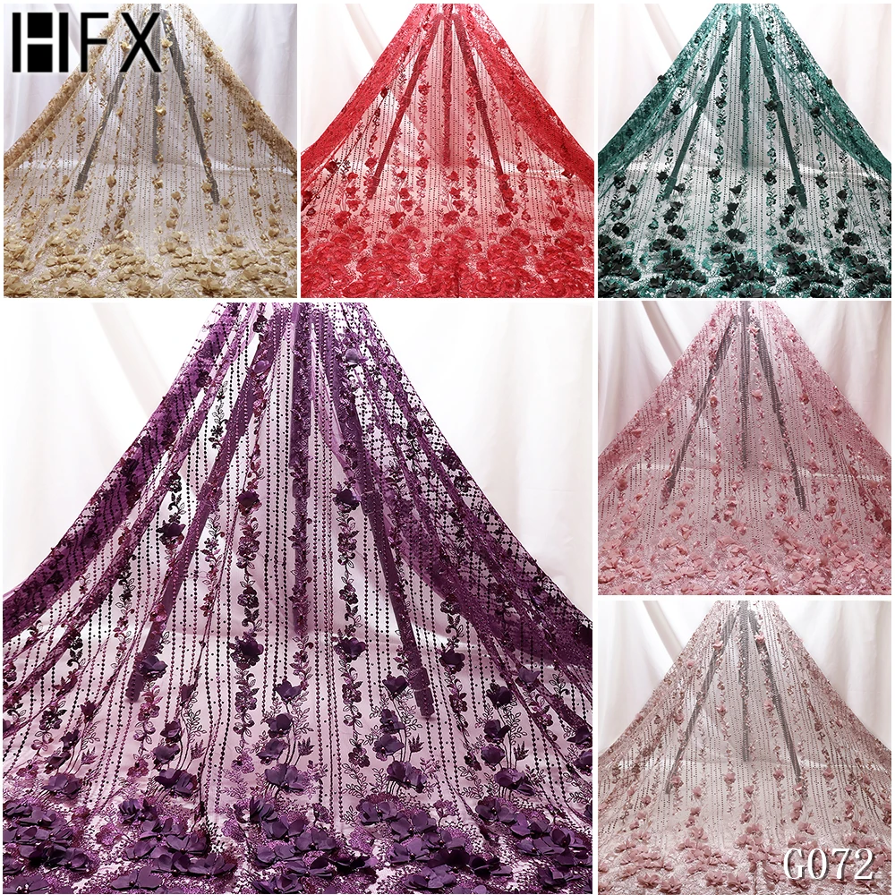 HFX 2019 последние французские нигерийские кружева ткани высокого качества 3D цветы