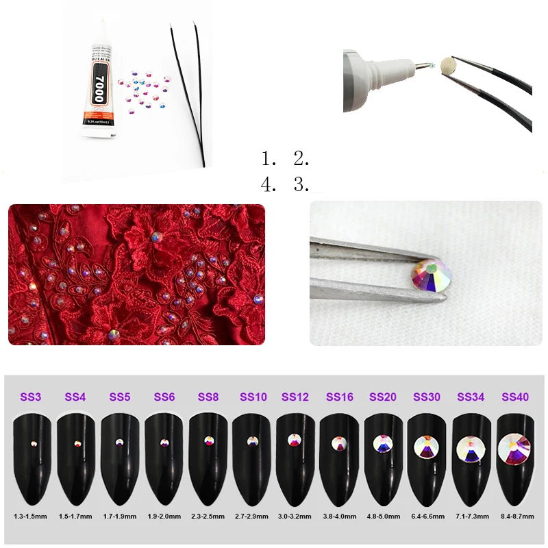 YL Сваровски оптовая продажа горячей фиксации 14400 шт SS3-SS40 блестки стразы s плоский