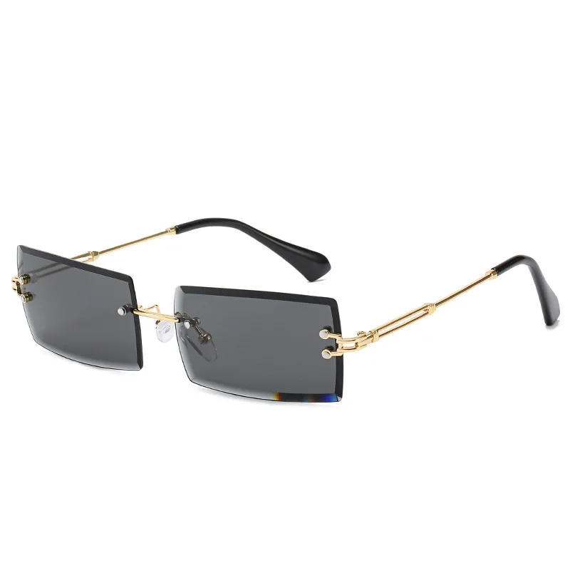 

Retro small rectangle sunglasses women rimless square sun glasses for women 2020 summer style female uv400 green brown Oculos