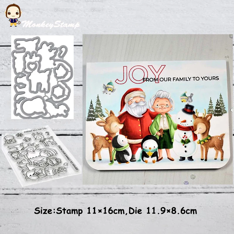 Обезьяна Санта Клаус и реинде металлические режущие штампы трафарет для DIY
