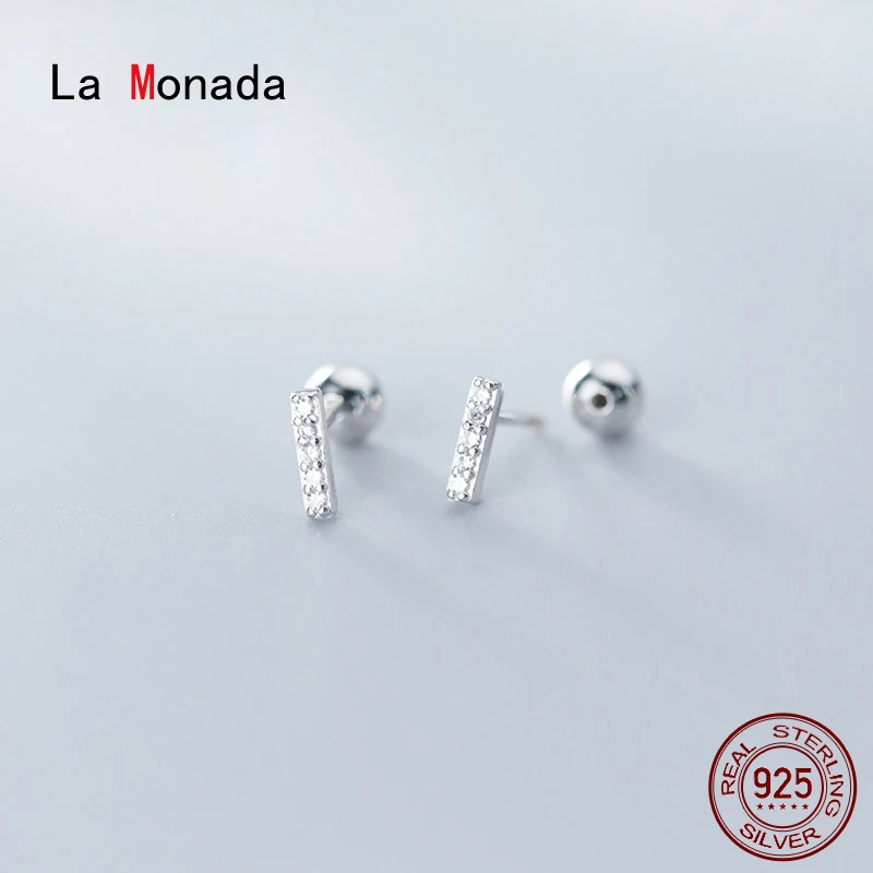 

La Monada Shine Stick Korean Minimalist Women Earrings Silver 925 Fine Jewelry Silver 925 Stud Earrings For Women Screw