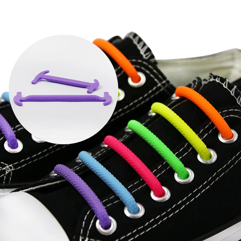 

12pcs/lot Semicircle Elastic Silicone Shoelaces Lazy No Tie Rubber Lace Shoes Accessories Multicolor Unisex