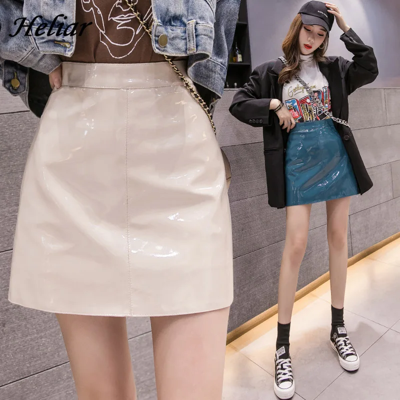 Женская плиссированная юбка Heliar Повседневная тонкая из искусственной кожи с