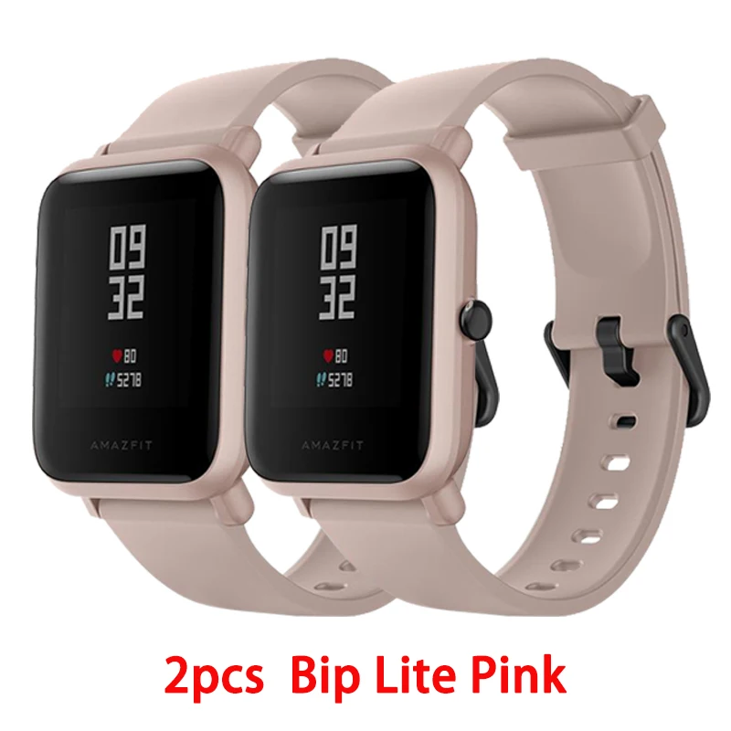 2pcs pink Оригинальные Смарт-часы Amazfit Huami Bip Lite 2, gps, 45 дней, батарея глонесс, пульсометр, умные часы HUAMI, глобальная версия - Цвет: 2pcs pink
