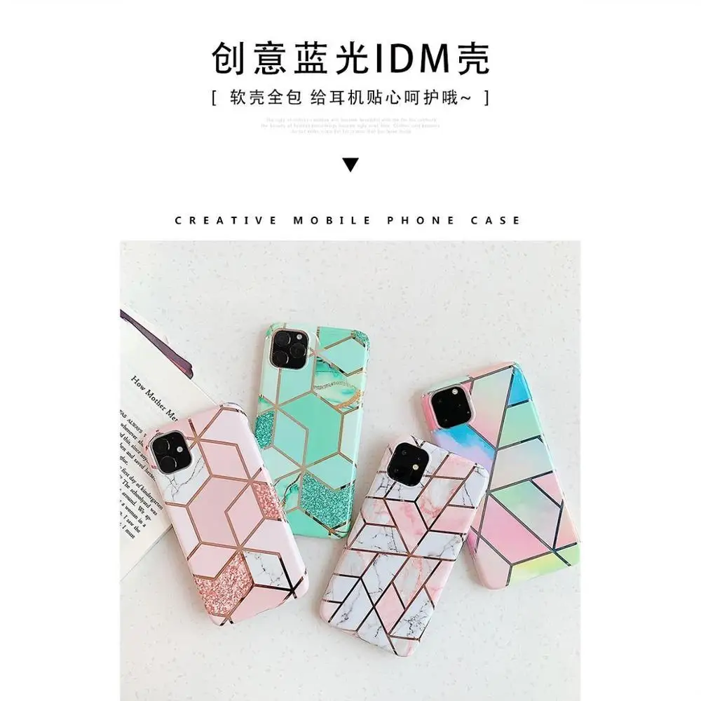 

Fashion Trend 2020 iPhone SE X XR XS Max 11 Pro Max Geometric Marble Textured Phone Case iPhone 6 6S 7 8 Plus
