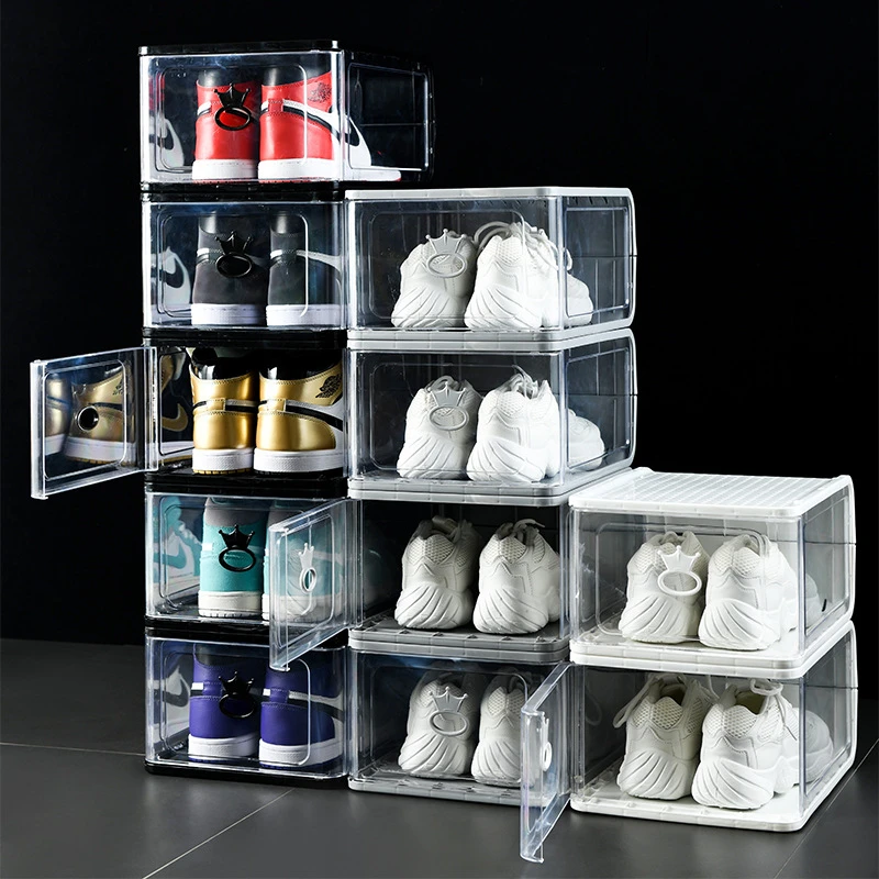 

Thickened Transparent Plastic Shoe Box Removable Folding Shoe Box Stackable Storage Shoe Box Dustproof Shoe Cabinet