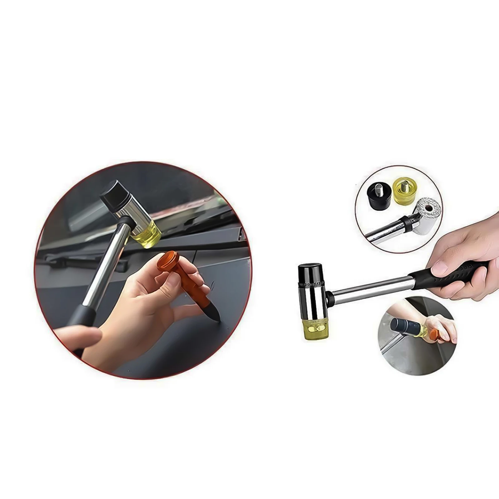 

High Quality Car Dents Repair Tools Contains Dent Ding Hammer & Tap Down Pen with 9 Heads Car Dents Knockdown Tools