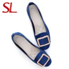 Туфли на плоской подошве с металлическими вставками для женщин; Повседневные криперы; Новинка 2020 года; Балетки на плоской подошве с квадратным носком; Однотонные Лоферы без шнуровки; Женская обувь; XWD7888